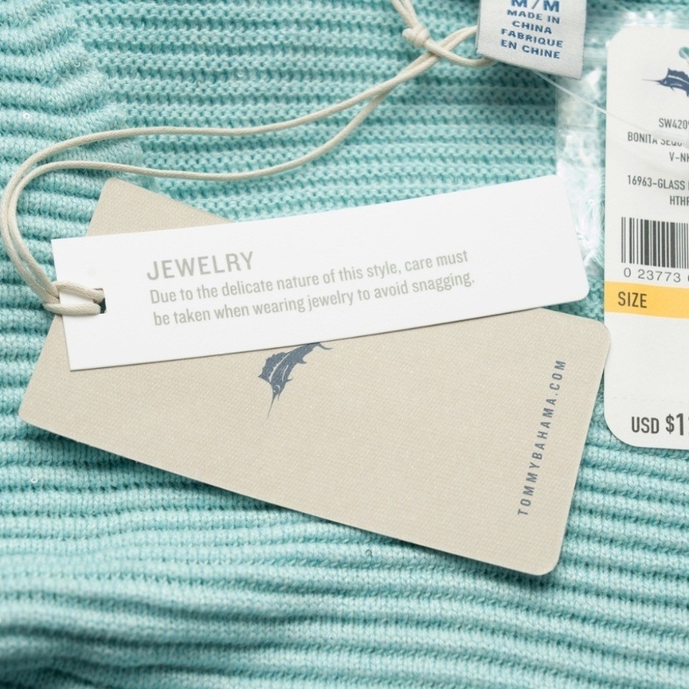 Tommy Bahama -‎ Bonita Sequin Ottoman V-Neck Sweater - Picture 5 of 7